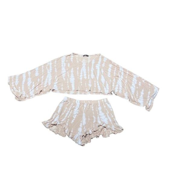 4SI3NNA The Label Tye Dye Ruffled Short Set Loungewear Pajamas Small - Picture 2 of 5